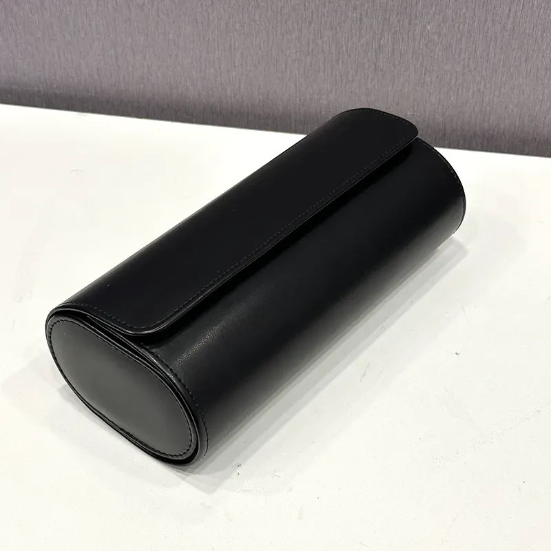 3 Slot Premium High Quality Black Leather Travel Watch Box