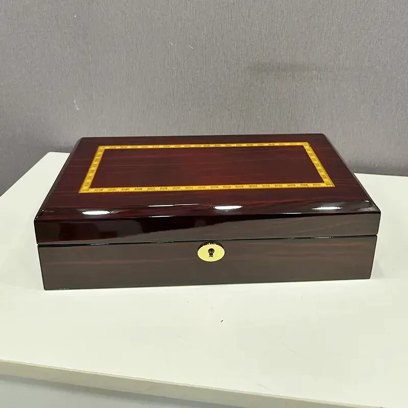 Luxury Wooden Watch Box – 12 Slot High-Gloss Organizer with Lock and Soft Velvet Interior