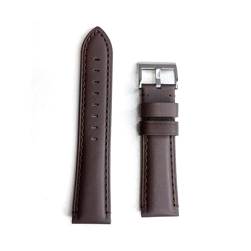 22mm Chocolate Brown Genuine Leather Watch Strap