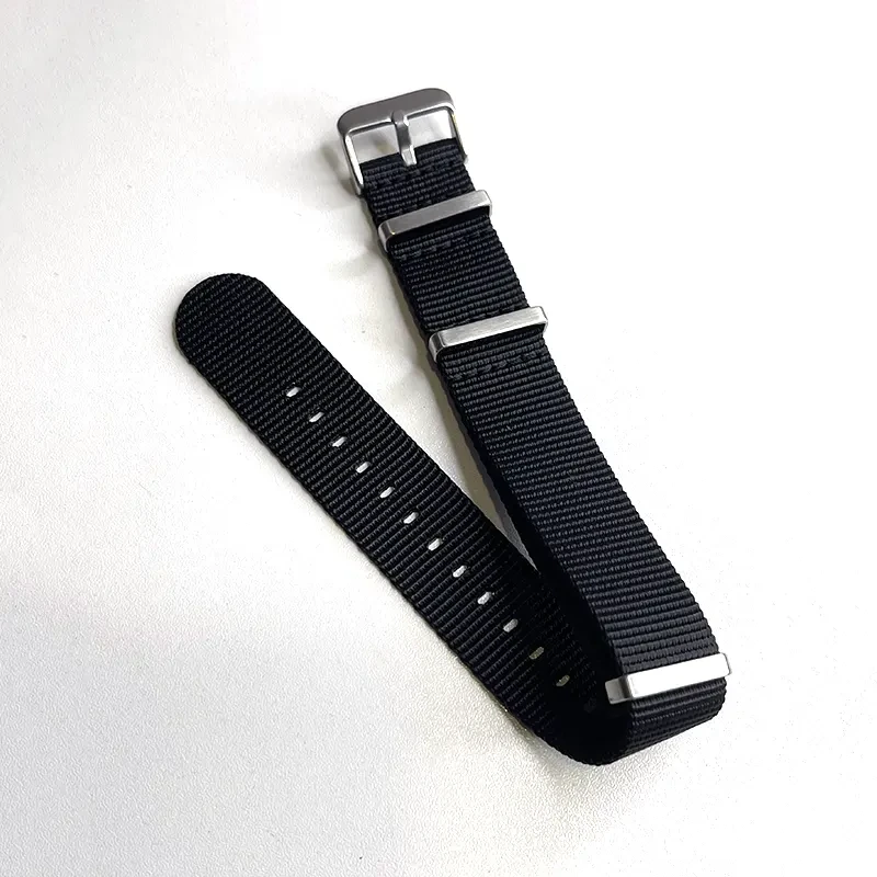 22mm NATO Watch Strap – Black Nylon with Stainless Steel Buckle