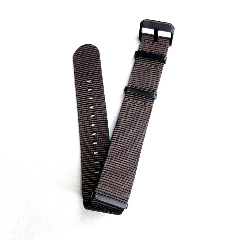 22mm NATO Watch Strap – Dark Brown Nylon with Black Buckle