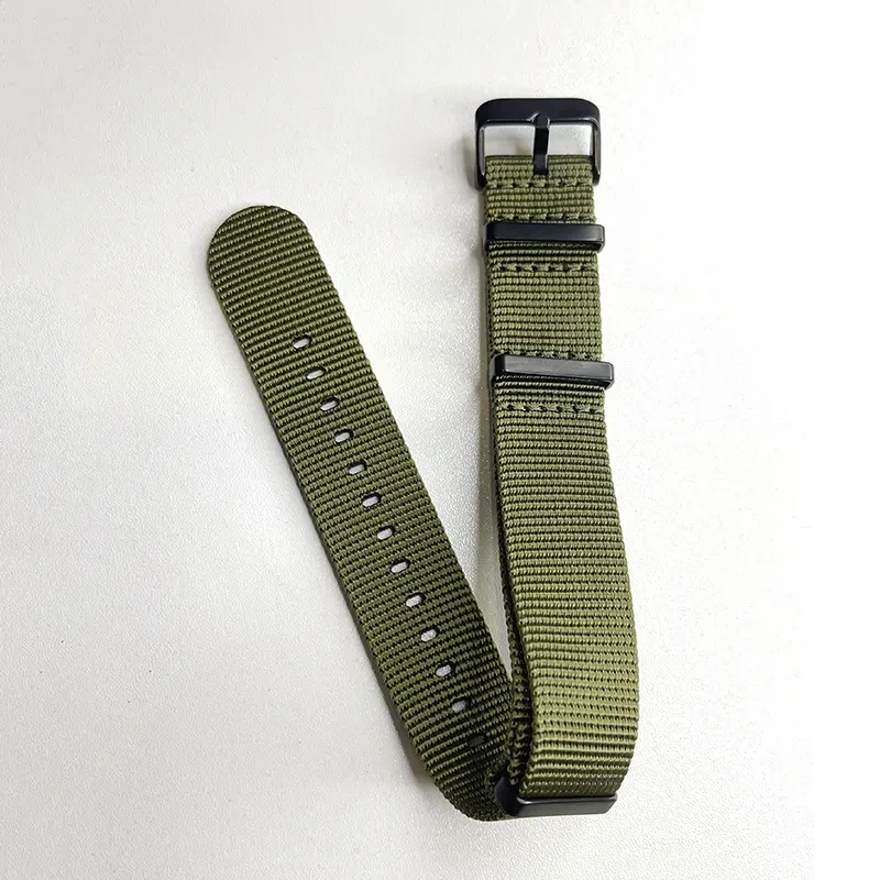 22mm NATO Watch Strap – Green Nylon with Stainless Steel Buckle