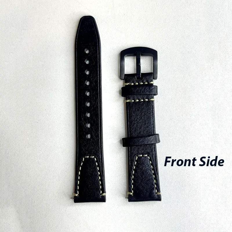 Vintage Black Genuine Leather Watch Strap – 20mm