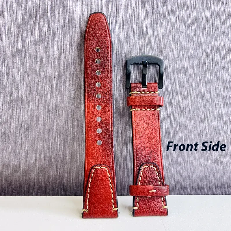 Vintage Red Wine Genuine Leather Watch Strap – 20mm