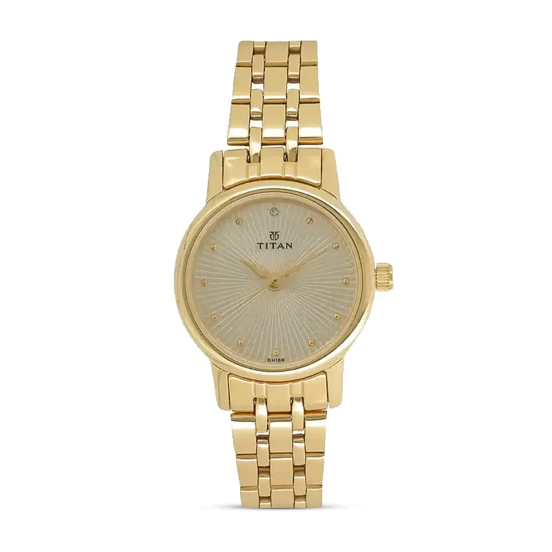 Titan 2593YM01 Champagne Dial Gold-tone Ladies Watch