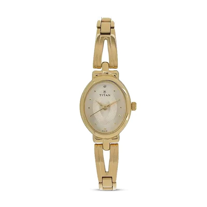 Titan 2594YM01 Champagne Dial Gold Toned Ladies Watch
