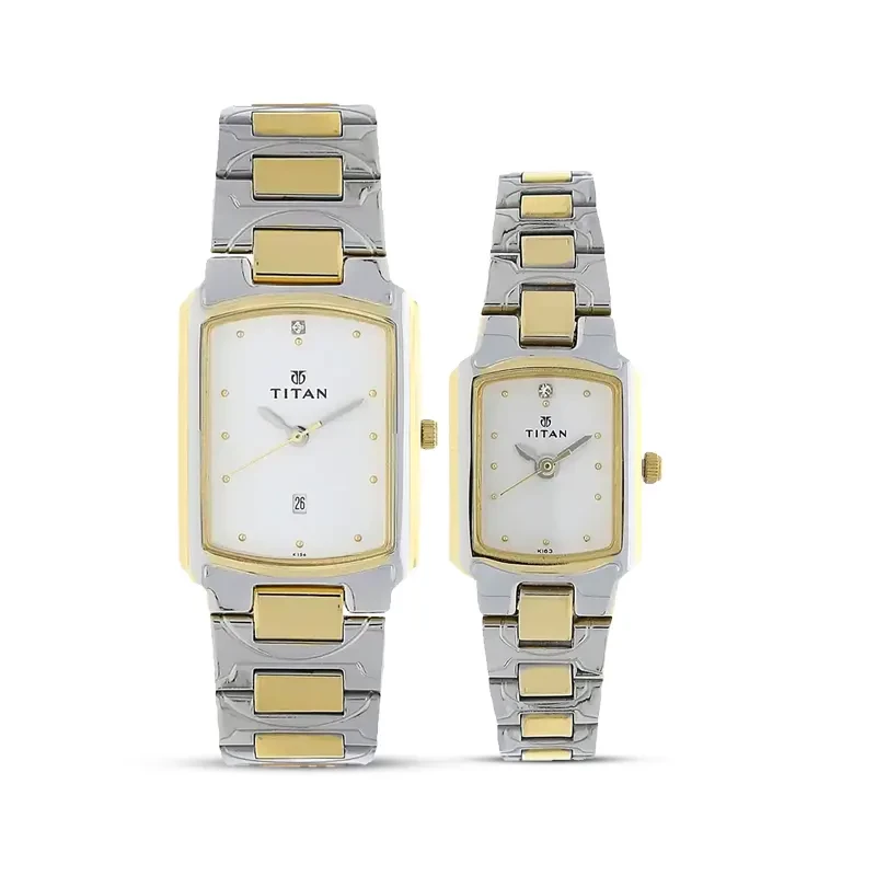 Titan White Dial Couple Watch | 19552955BM01
