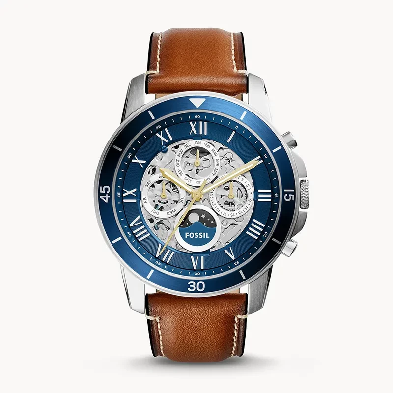 Fossil Grant Sport Automatic Luggage Leather Men's Watch | ME3140
