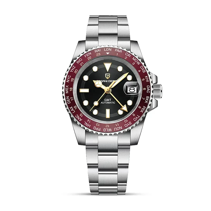 Pagani Design PD-1758 GMT Automatic Black Dial Men's Watch