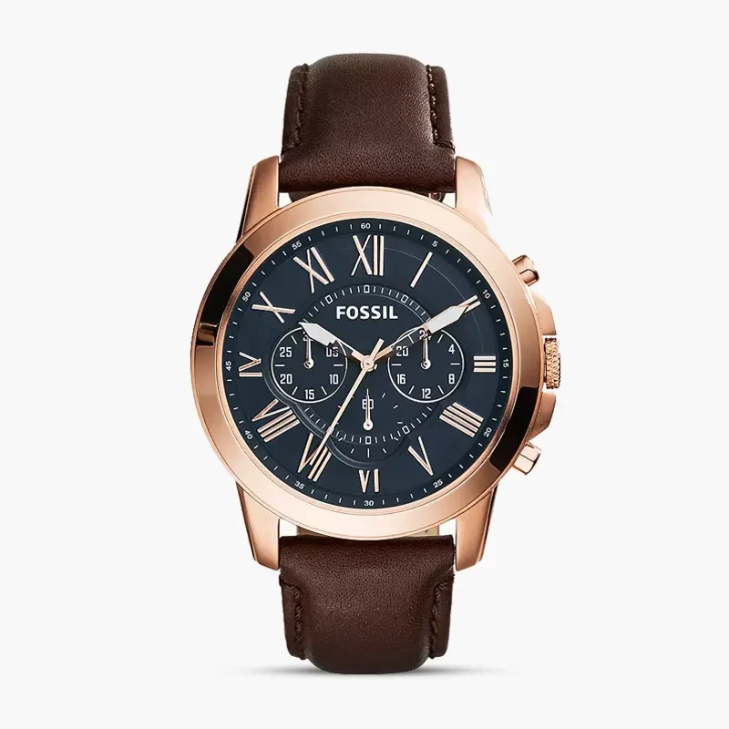 Fossil Grant Chronograph Black Dial Brown Leather Men's Watch | FS5068