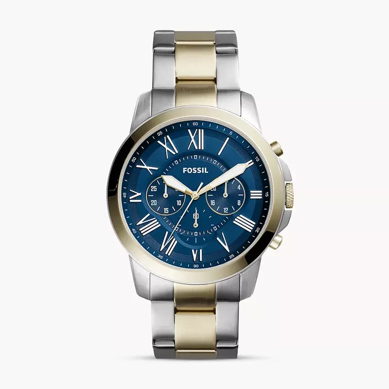 Fossil Grant Chronograph Blue Dial Two-tone Men's Watch | FS5273