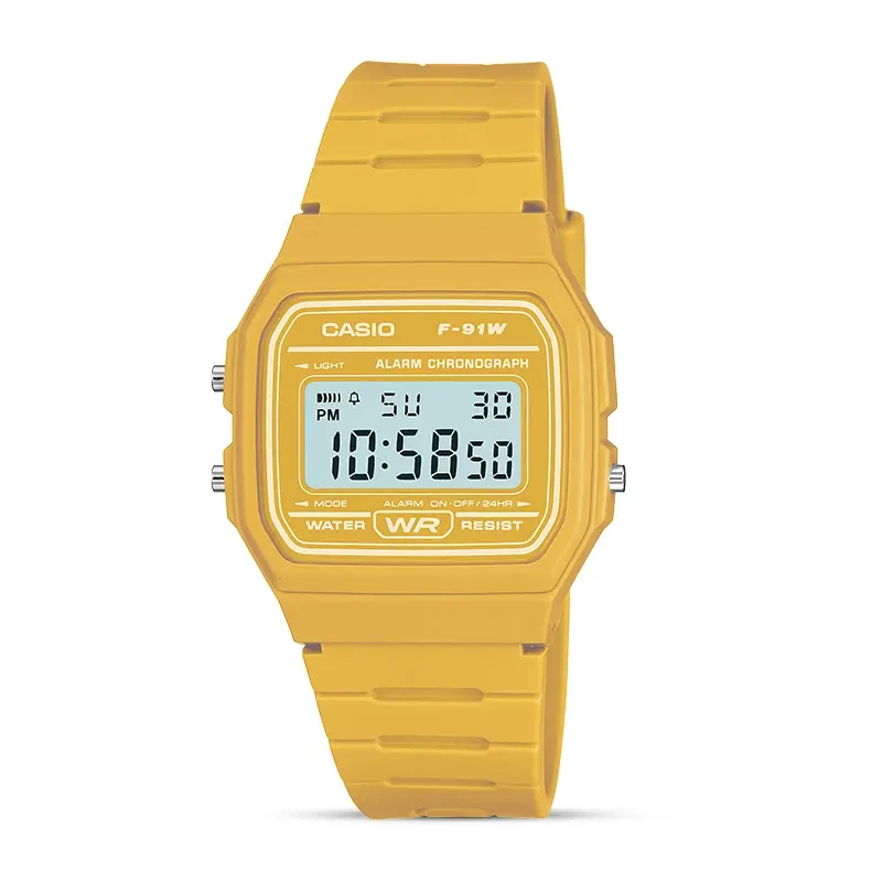 Casio F-91WC-9A Digital Yellow Resin Band Lightweight Watch